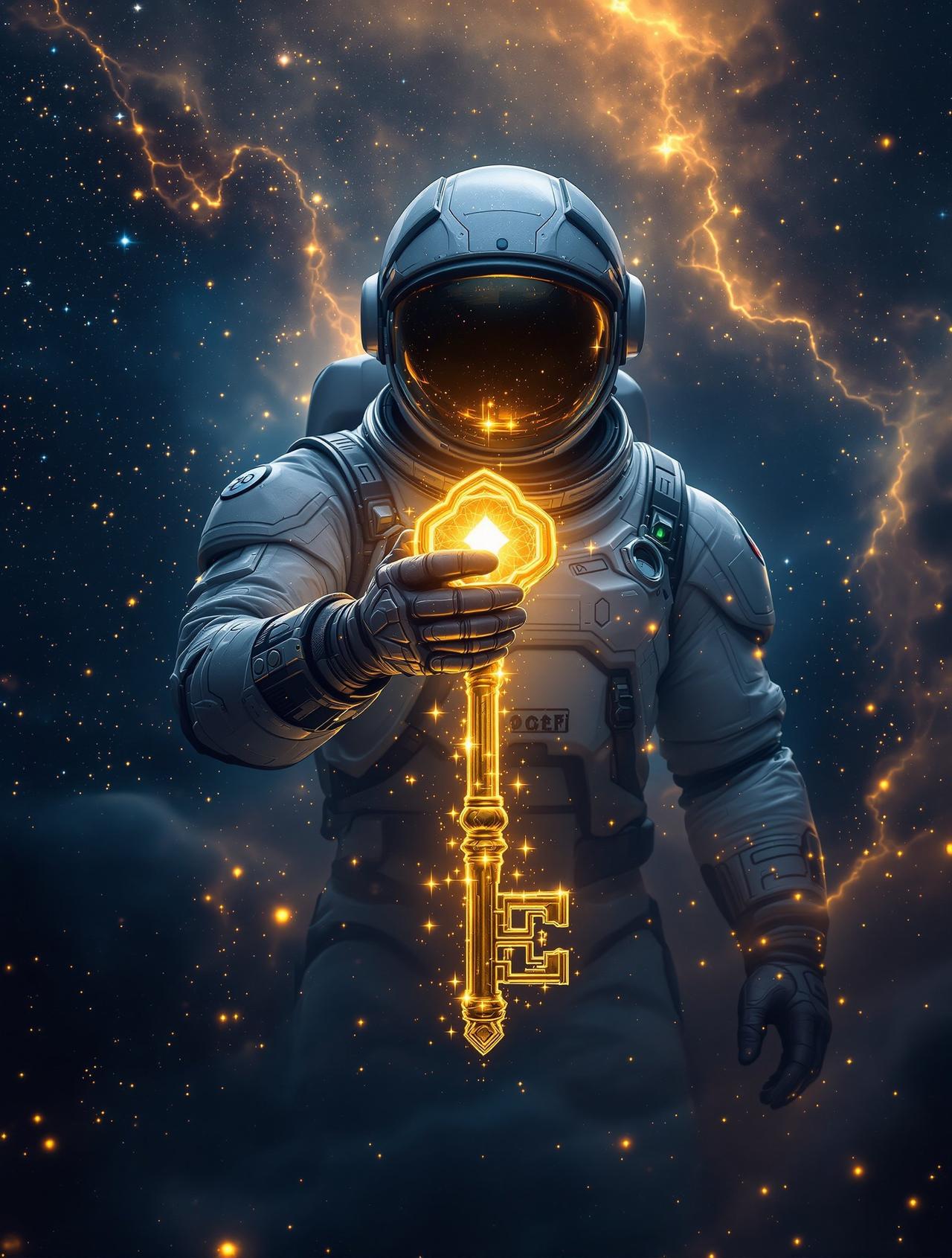 年代短剧热播作品《星河之钥》海报 — 星际探索者在一颗废弃星球上发现了一把来自上古文明的钥匙。这把